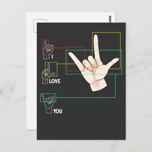 American Sign Language Hand Sign ASL I Love You Briefkaart (Voorkant / Achterkant)