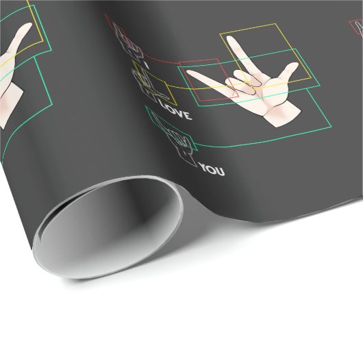 American Sign Language Hand Sign ASL I Love You Cadeaupapier (Rol Hoek)