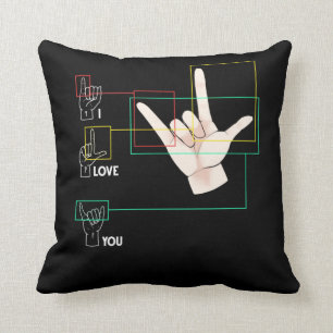 American Sign Language Hand Sign ASL I Love You Kussen