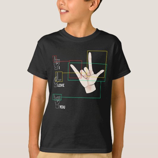 American Sign Language Hand Sign ASL I Love You T-shirt (Voorkant)