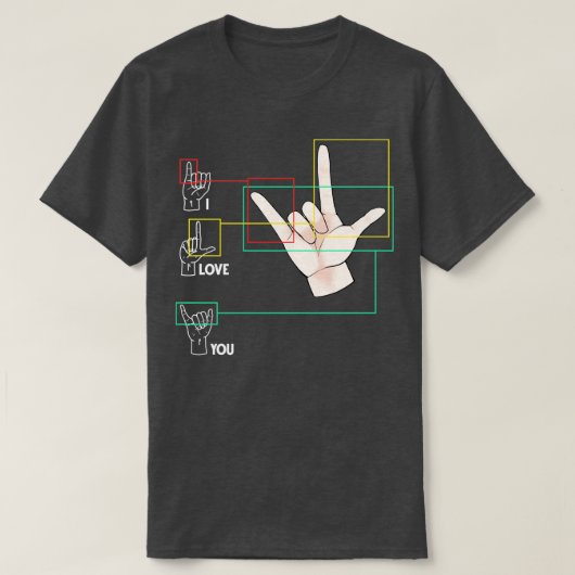 American Sign Language Hand Sign ASL I Love You T-shirt (Design voorkant)