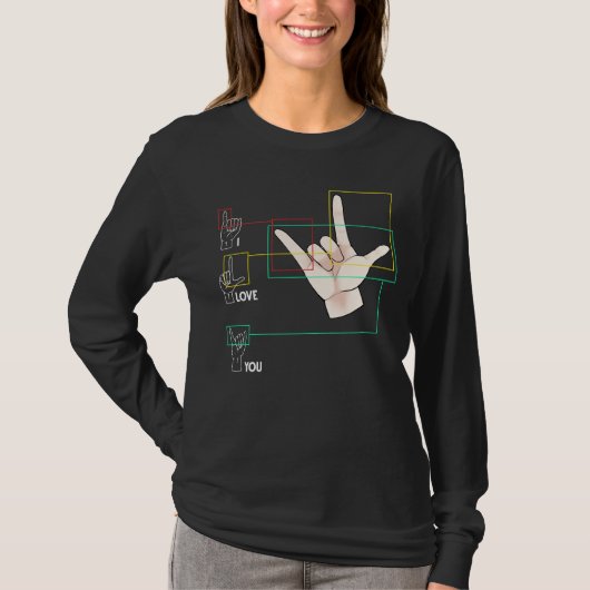 American Sign Language Hand Sign ASL I Love You T-shirt (Voorkant)