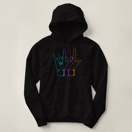 American Sign Language I Love You ASL Hoodie (Design voorkant)