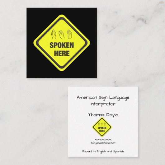 American Sign Language Interpreter Vierkante Visitekaartje (Voorkant / Achterkant)