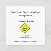 American Sign Language Interpreter Vierkante Visitekaartje (Achterkant)