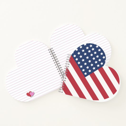 American Simple Flag Heart Trend Notitieboek (Binnen)