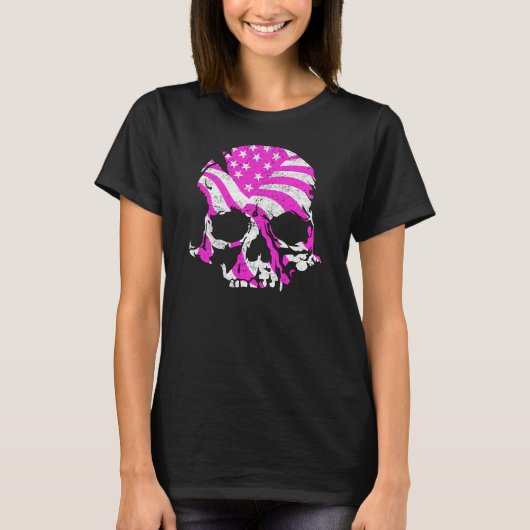 American Skull Pink T-shirt (Voorkant)