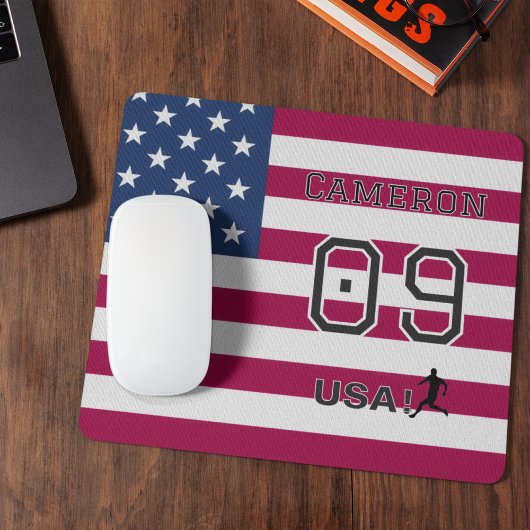 American Soccer Athlete Personalized Stars Stripes Muismat