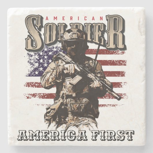 American Soldier Design Sandstone Onderzetter (Voorkant)
