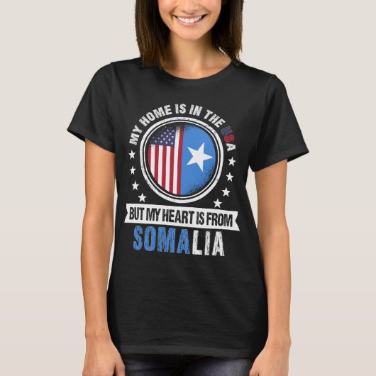 American Somali Flag Heart from Somalia Patriot T-shirt (Voorkant)