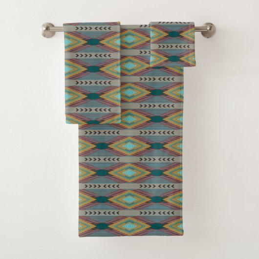 American Southwest Patterned Art And Earthy Colors Bad Handdoek (Insitu)