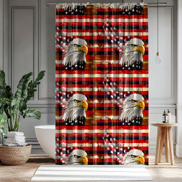 American Spirit Curtain Eagle & Flag Décor Gift Douchegordijn