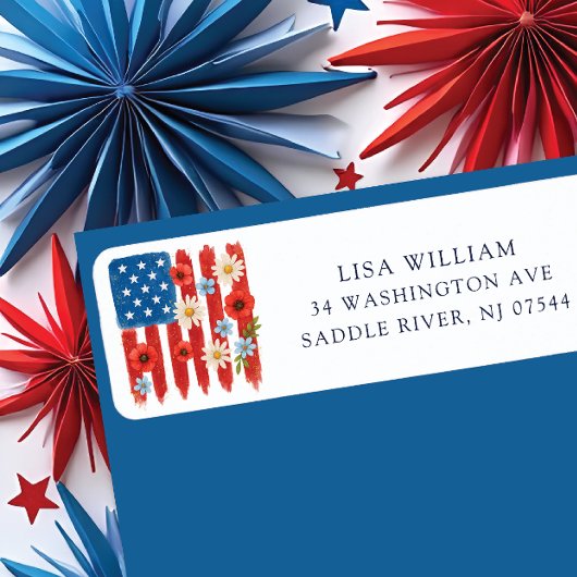 American Spirit flag Retour Address Label