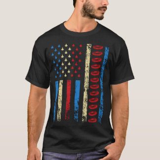 American Sports Flag 4th Of July Ultimate Frisbee  T-shirt