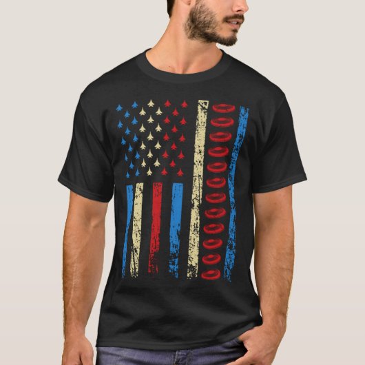 American Sports Flag 4th Of July Ultimate Frisbee  T-shirt (Voorkant)