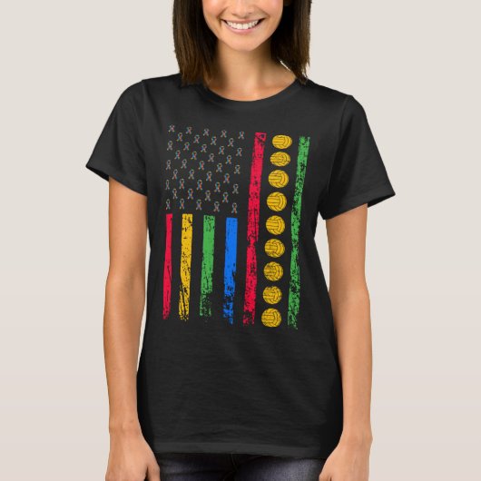 American Sports Flag Autism Awareness Month Volley T-shirt (Voorkant)