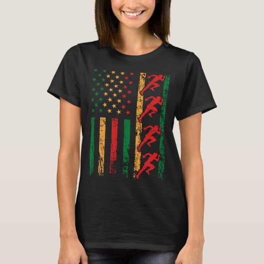 American Sports Flag Black History Month Track And T-shirt (Voorkant)