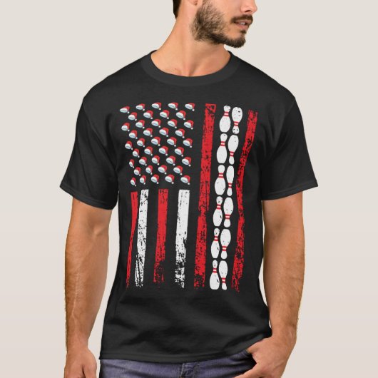 American Sports Flag Christmas Bowling Pins Athlet T-shirt (Voorkant)