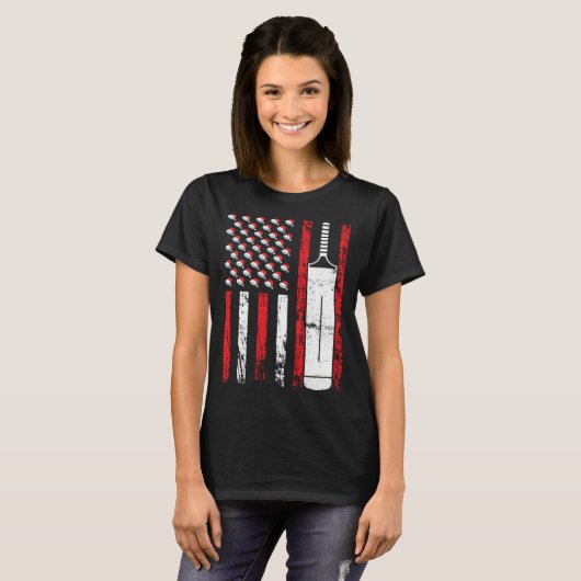 American Sports Flag Christmas Cricket Athletic T-shirt (Voorkant volledig)