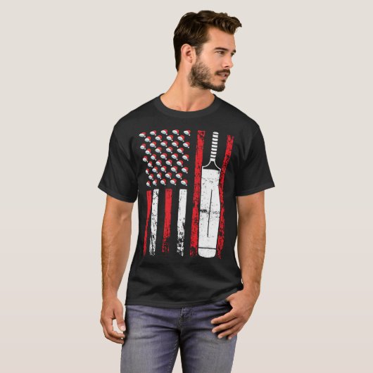 American Sports Flag Christmas Cricket Athletic T-shirt (Voorkant volledig)
