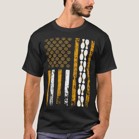 American Sports Flag Construction Tools Bowling Pi T-shirt (Voorkant)