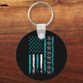American Sports Flag Voetbal Stress Awareness Mon Sleutelhanger (Voorkant)