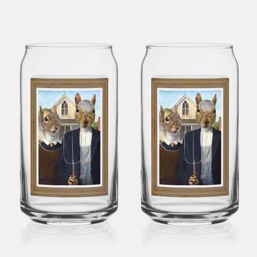 American Squirrel Gothic - grappig Blikvorm Glas (Achterkant)