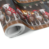 American Staffordshire bij de open haard Kerstmis Cadeaupapier (Rol Hoek)