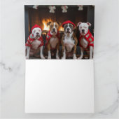 American Staffordshire bij de open haard Kerstmis Kaart (Binnen)