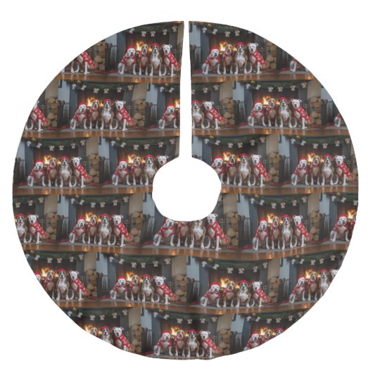 American Staffordshire bij de open haard Kerstmis Kerstboom Rok (Voorkant)
