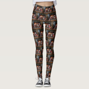 American Staffordshire bij de open haard Kerstmis Leggings