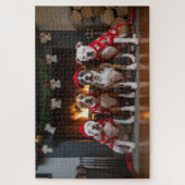 American Staffordshire bij de open haard Kerstmis Legpuzzel (Verticaal)