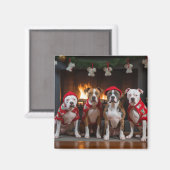 American Staffordshire bij de open haard Kerstmis Magneet (Voorkant / Achterkant)
