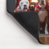 American Staffordshire bij de open haard Kerstmis Muismat (Hoek)