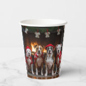 American Staffordshire bij de open haard Kerstmis Papieren Bekers (Achterkant)