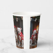 American Staffordshire bij de open haard Kerstmis Papieren Bekers (Rechts)
