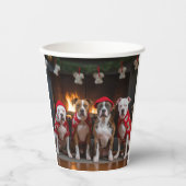 American Staffordshire bij de open haard Kerstmis Papieren Bekers (Voorkant)