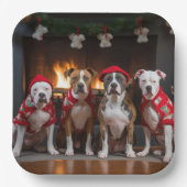 American Staffordshire bij de open haard Kerstmis Papieren Bordje (Voorkant)