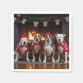 American Staffordshire bij de open haard Kerstmis Servet (Voorkant)
