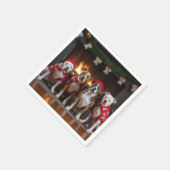 American Staffordshire bij de open haard Kerstmis Servet (Hoek)