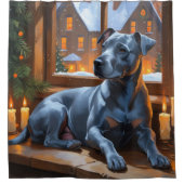 American Staffordshire Christmas Lights Holiday Douchegordijn (Voorkant)