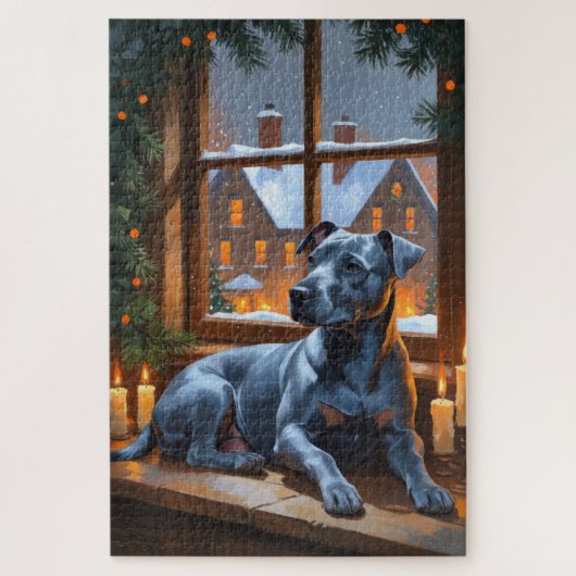 American Staffordshire Christmas Lights Holiday Legpuzzel (Verticaal)