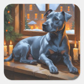 American Staffordshire Christmas Lights Holiday Vierkante Sticker (Voorkant)