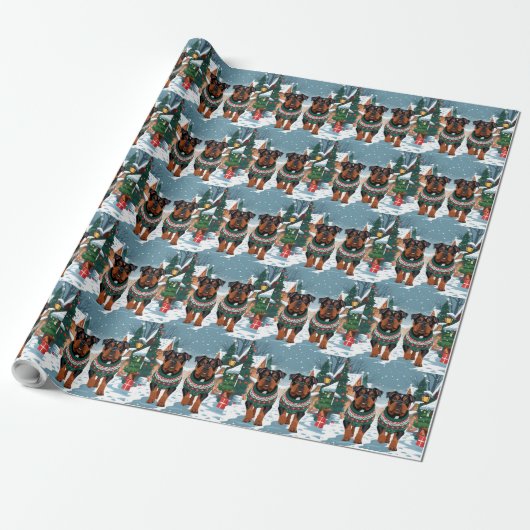 American Staffordshire Christmas Snow Holiday Cadeaupapier (Uitgerold)