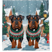 American Staffordshire Christmas Snow Holiday  Douchegordijn (Voorkant)