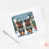 American Staffordshire Christmas Snow Holiday  Vierkante Sticker (Envelop)