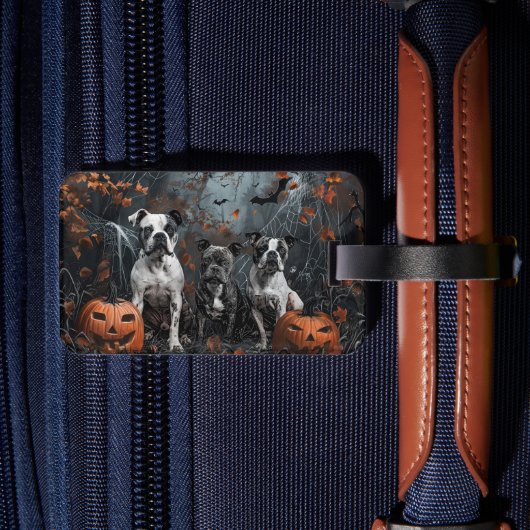 American Staffordshire Halloween Night Doggy Bagagelabel (Achterkant Insitu 2)