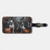 American Staffordshire Halloween Night Doggy Bagagelabel (Achterkant horizontaal)