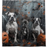 American Staffordshire Halloween Night Doggy Douchegordijn (Voorkant)