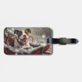 American Staffordshire Hond Kerstfeest Bagagelabel (Achterkant horizontaal)